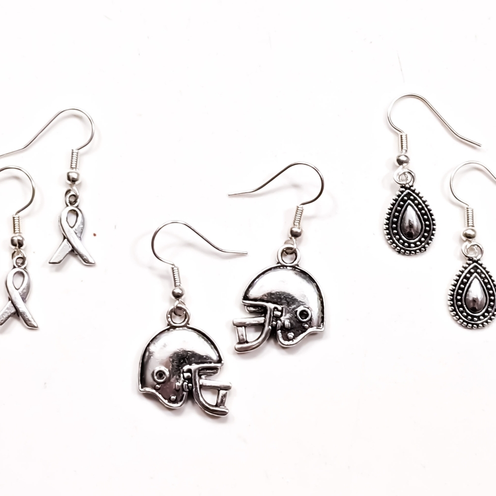 3 Pairs 925 Sterling Silver Earrings - Picture 1 of 16
